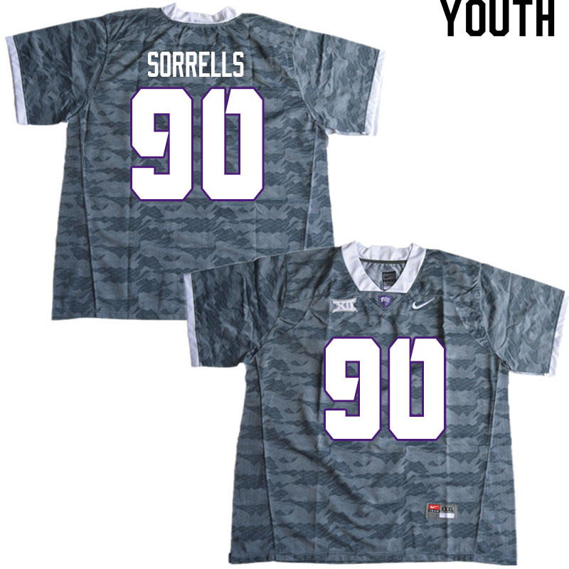 Youth #90 Jaquaze Sorrells TCU Horned Frogs College Football Jerseys Sale-Gray - Click Image to Close